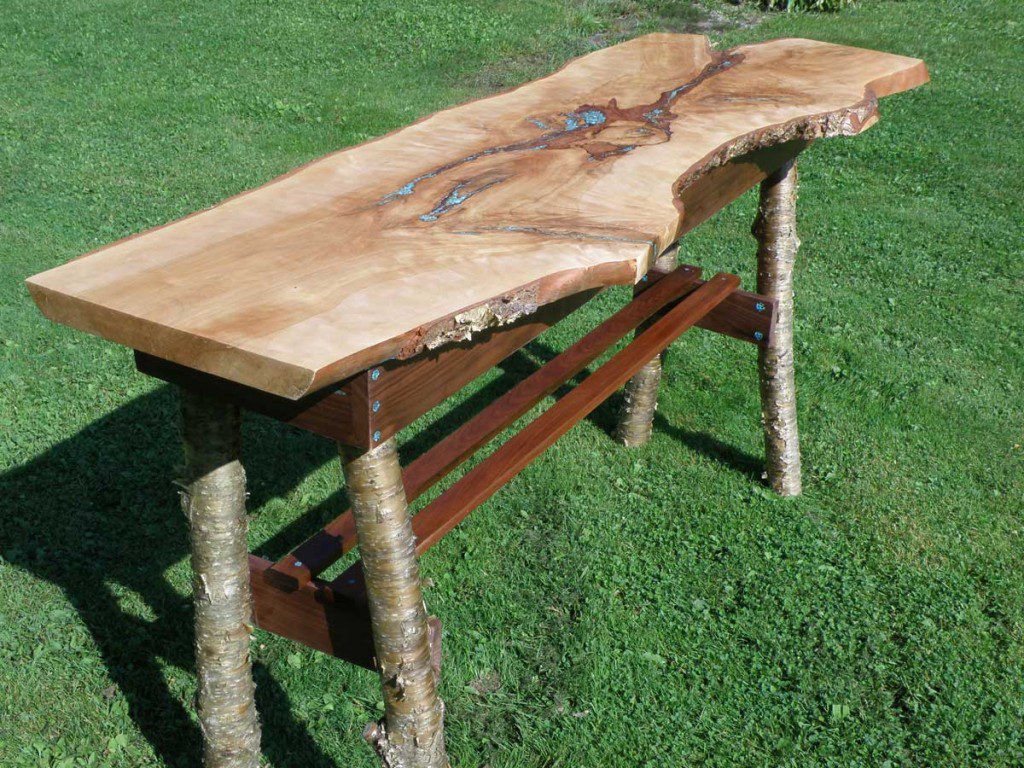 Turquoise Inlay Console Table - Rustic Artistry