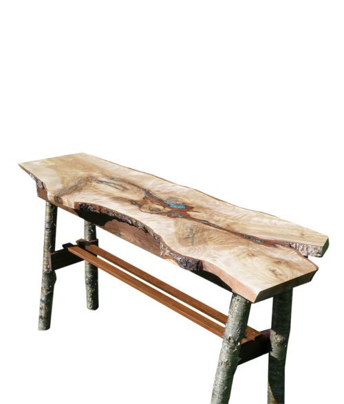 Rustic Hall or Sofa Table with Inlaid Turquoise | Rustic Furniture and Decor from RusticArtistry.com