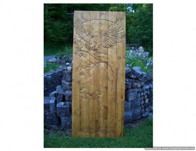 Custom CARVED WOOD DOOR with flying eagle carving | Cabin, ranch, lodge, rustic decor | Unique Rustic Chic by RUSTIC ARTISTRY