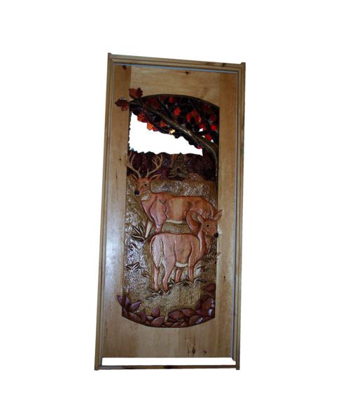 Custom CARVED WOOD DOOR with deer carving | Cabin, ranch, lodge, rustic decor | Unique Rustic Chic by RUSTIC ARTISTRY