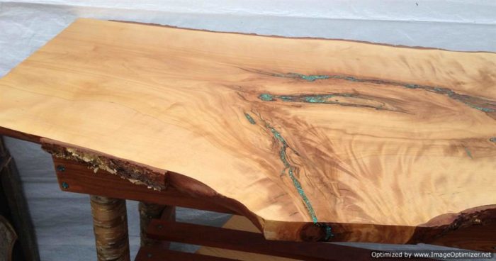 Turquoise Inlay Live Edge Console Table