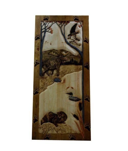 Custom CARVED WOOD DOOR with woodland animals | Cabin, ranch, lodge, rustic decor | Unique Rustic Chic by RUSTIC ARTISTRY