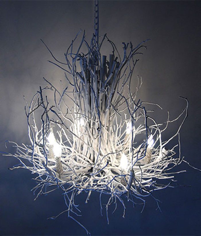 white branchelier twig chandelier Appalachian Wish Designs