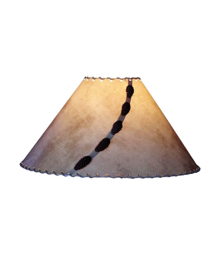 Handmade paper lamp shades with natural buttons and leather lacing from Rustic Artistry