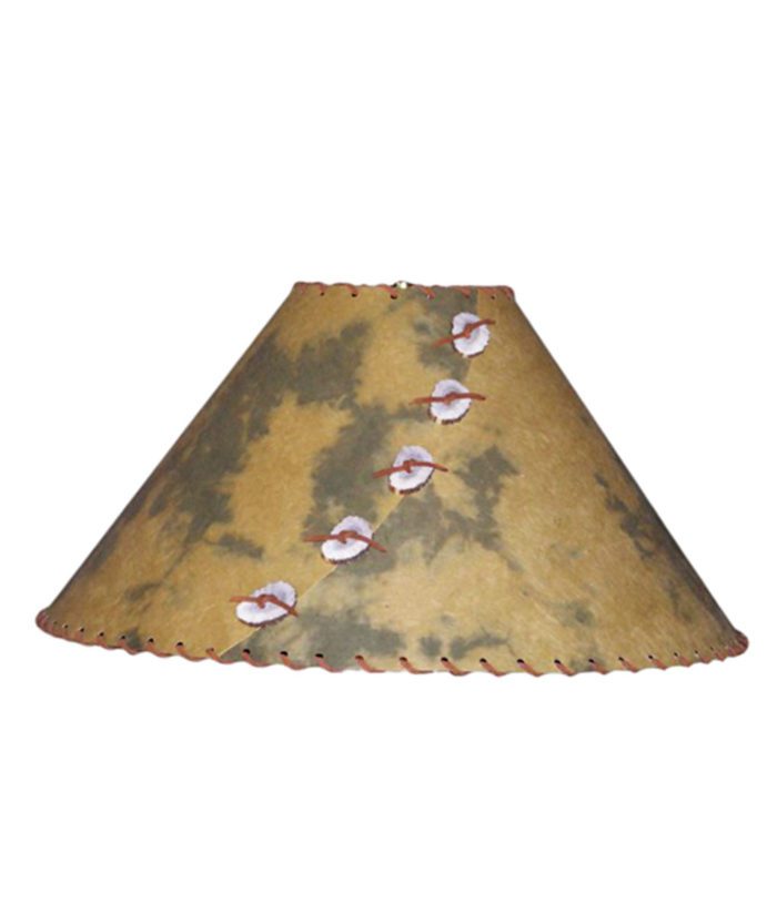 Handmade paper lamp shades with natural buttons and leather lacing from Rustic Artistry