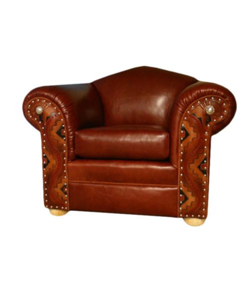 Tooled Leather Chair with an American Indian Motif | Western furniture and decor from RusticArtistry.com