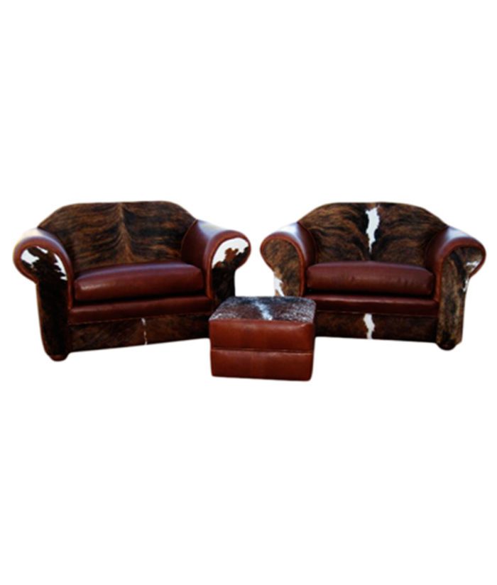 Traditional Leather and Cowhide Chair with Matching Ottoman | Western furniture and decor from RusticArtistry.com