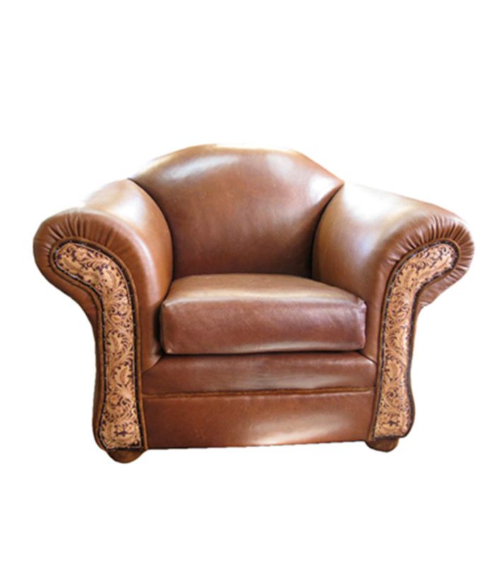 Leather Armchair with Tooling, Fully Customizable | Western furniture and decor from RusticArtistry.com
