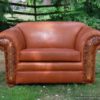 oversize leather arm chair with tooling