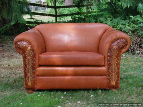 oversize leather arm chair with tooling