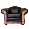 Midnight leather arm chair with tooling