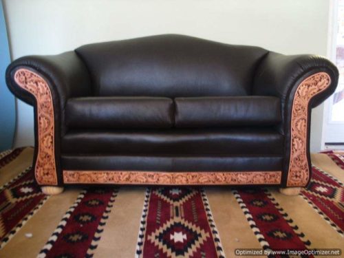 western leather tooled sofa