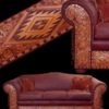 western tooled leather sofa