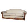 white leather sofa with turquoise inlaid mesquite