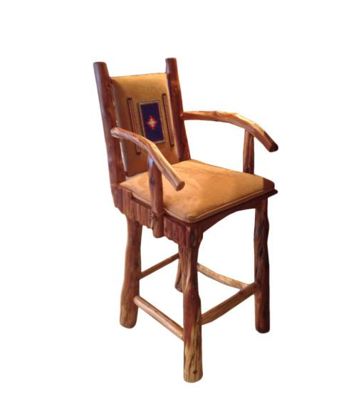 Molesworth style bar stool with decorative beading on front and back | Any color leather | Western Furniture and Decor from Rustic Artistry