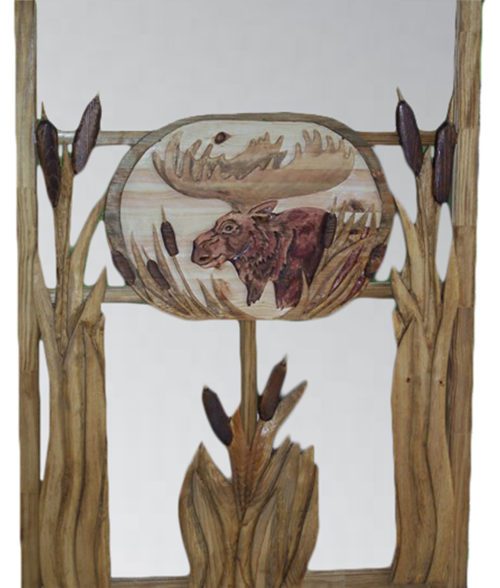CARVED SCREEN DOOR with moose and cattails carving | Cabin, ranch, lodge, rustic decor | Unique Rustic Chic by RUSTIC ARTISTRY