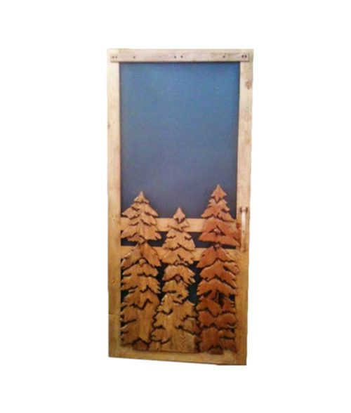 CARVED SCREEN DOOR with pine trees carving | Cabin, ranch, lodge, rustic decor | Unique Rustic Chic by RUSTIC ARTISTRY
