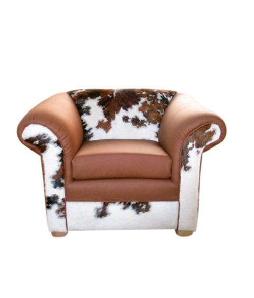 Cowhide and Leather Armchair | Western furniture and decor from RusticArtistry.com