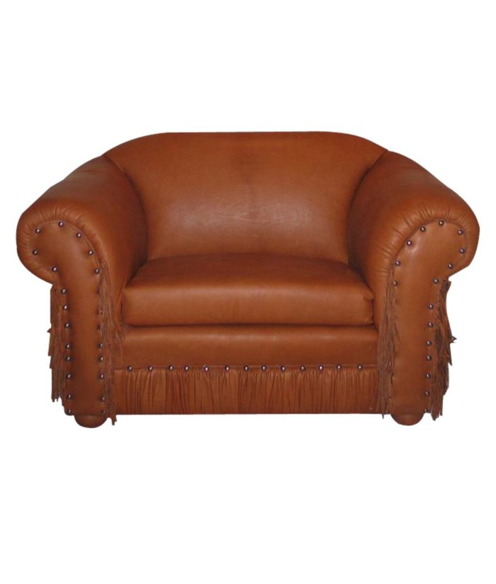 Leather Armchair Chair and a Half with Nail Heads