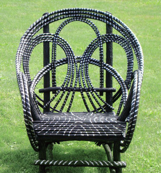 Willow arm chair with painted stripes - can be any color!