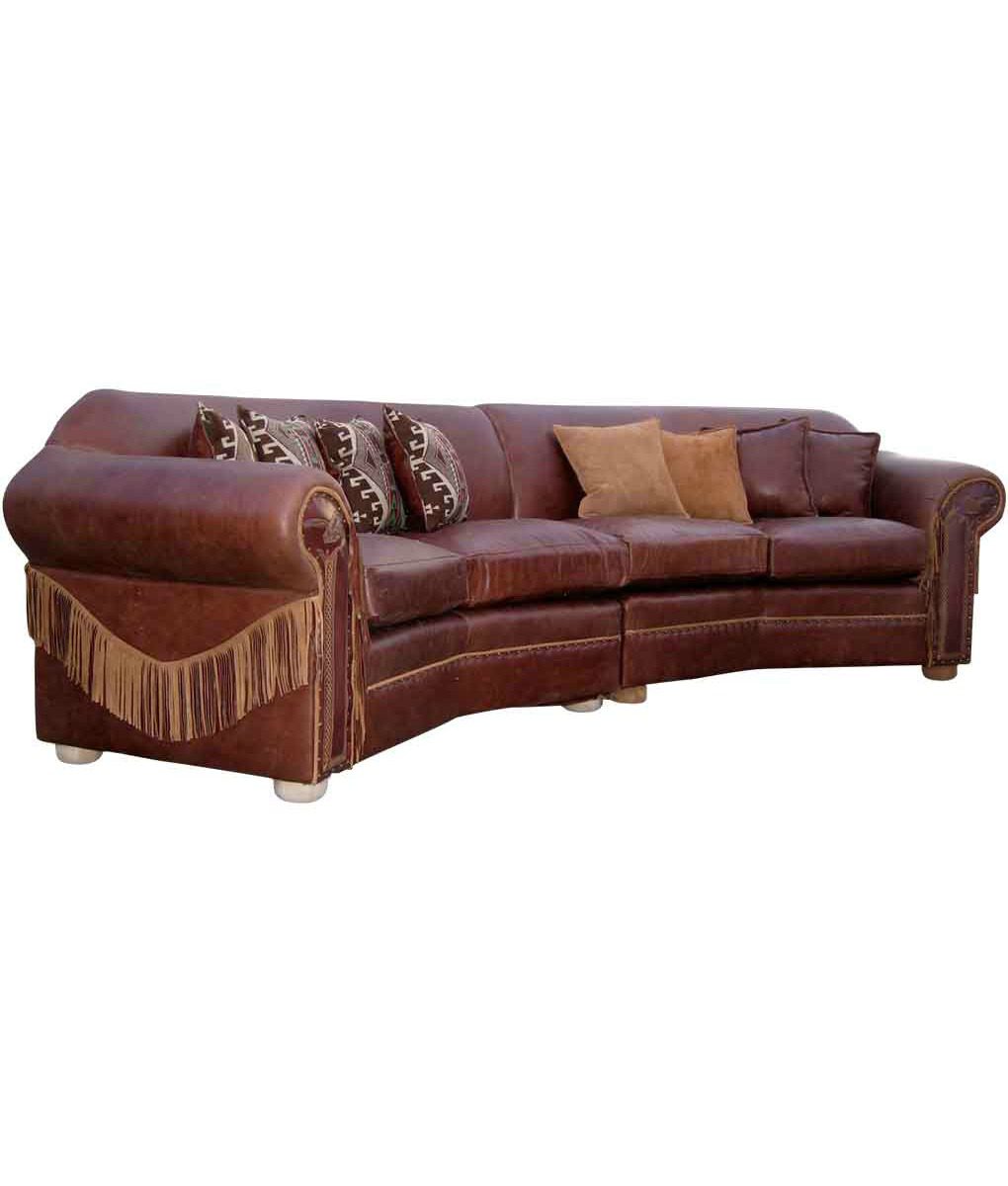 Curved Leather Sectional Sofa, Western Style Leather Couches