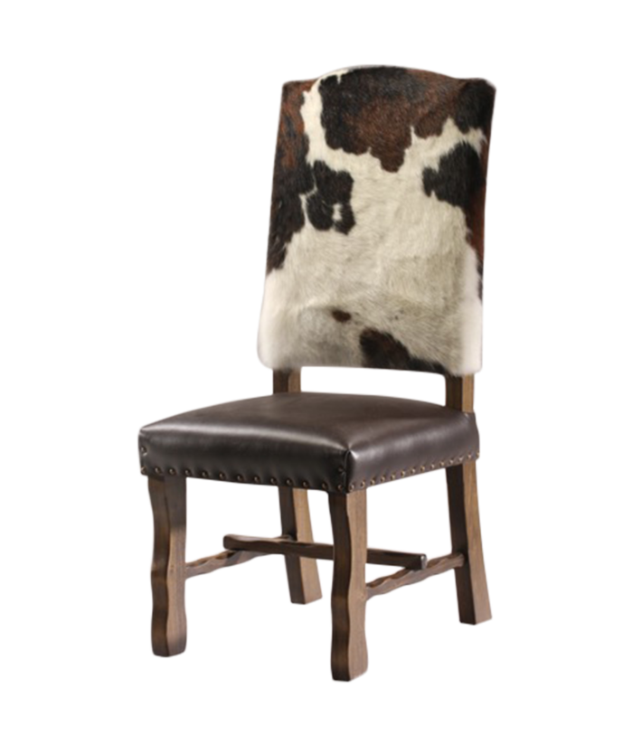 western cowhide and leather dining chair