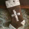 Cowhide Christmas Stocking with Cross Design