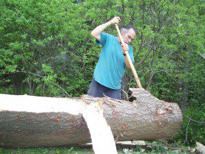 Ken Ferris stripping a log