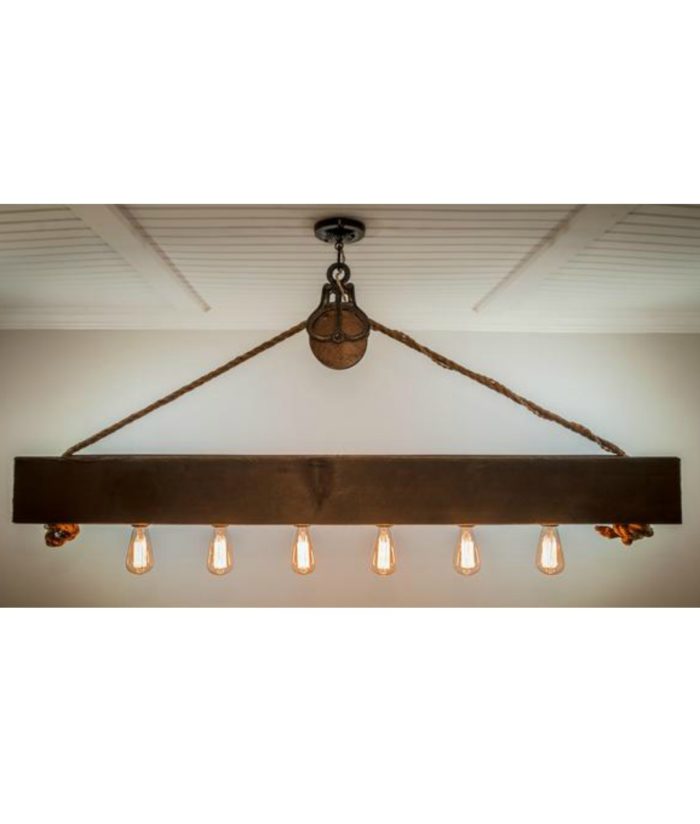 Rustic cabin decor wood beam chandelier