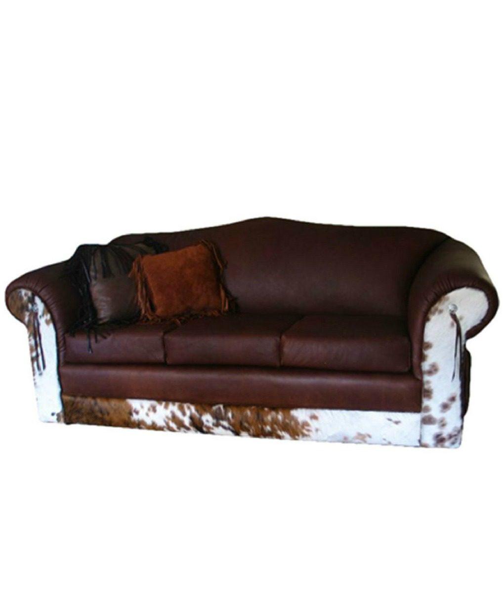 Cowhide And Leather Sofa Rustic