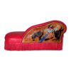 red chaise lounge with rodeo woman in tooled leather