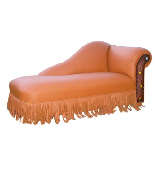 Fontana western leather chaise with fringe and tooling