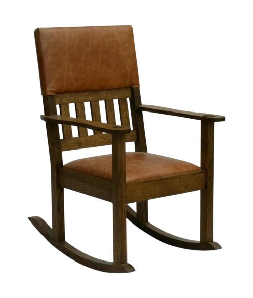 MIssion craftsman style rocking chair with leather seat