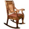 Traditional style rocking chair with leather or cowhide