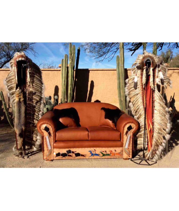 Visions love seat with Native American indian design