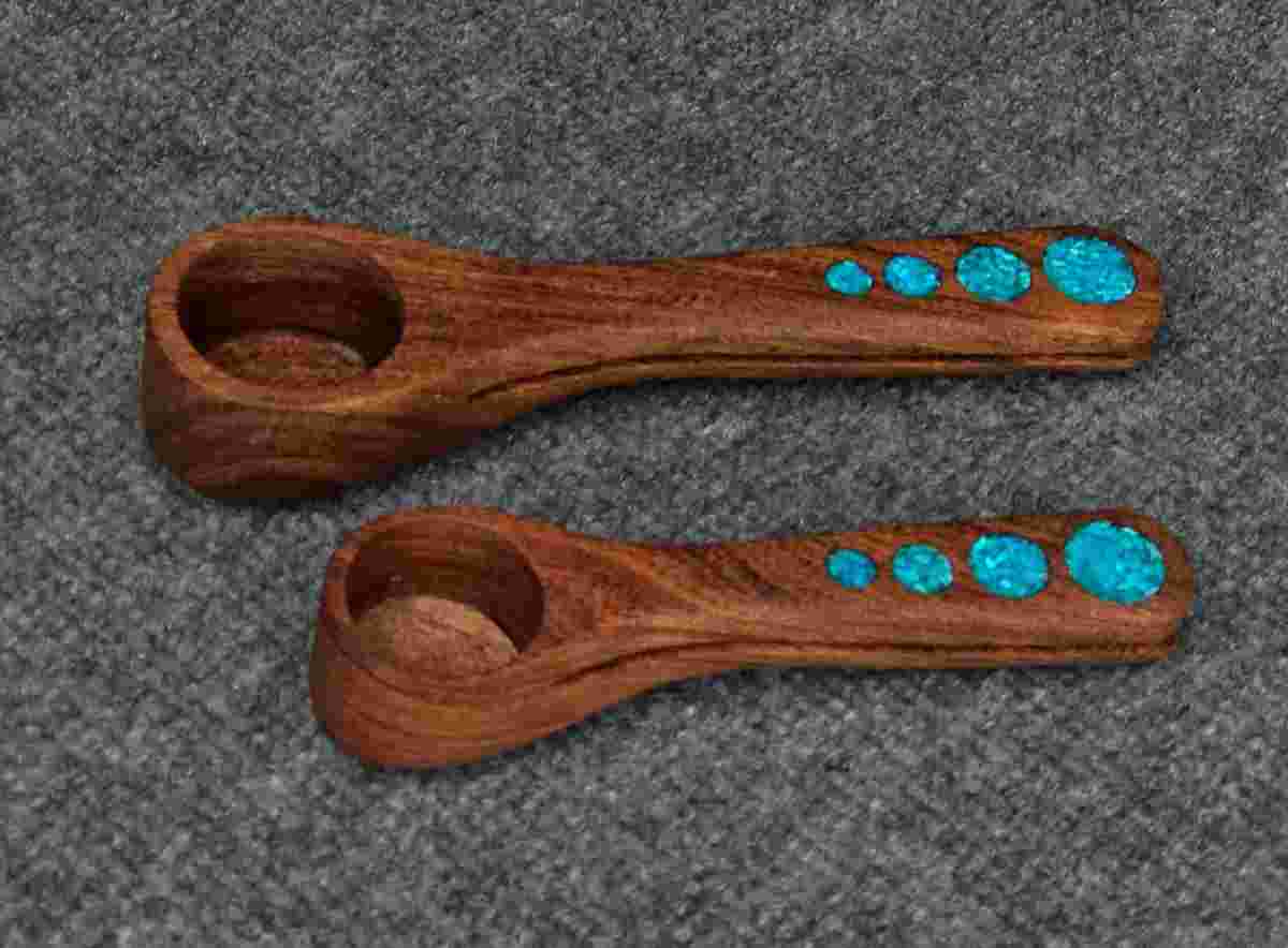 Wood Utensils with Turquoise Inlay