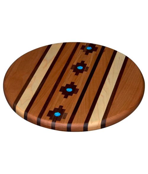 Wood marquetry lazy susan in cherry wood