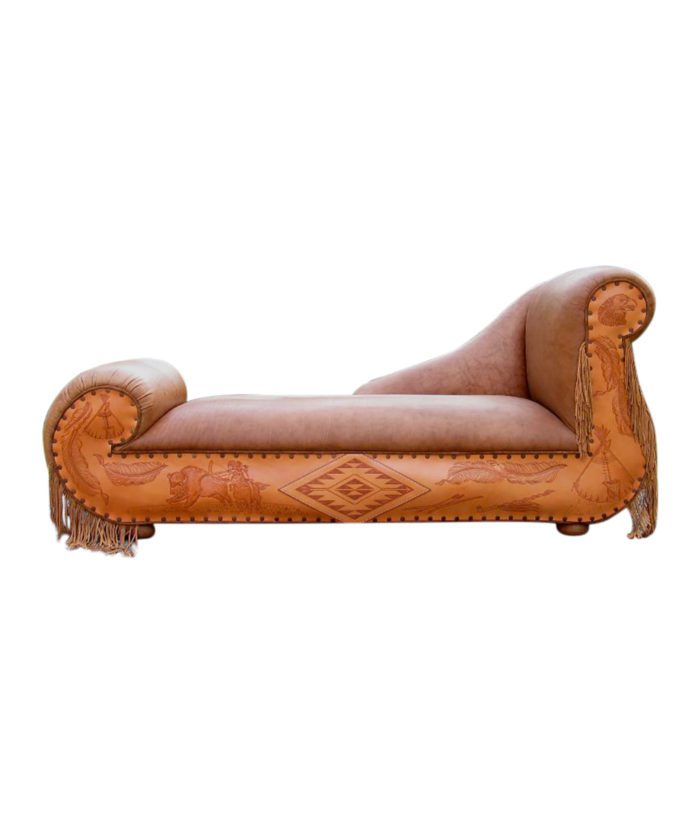 Custom leather chaise lounge sleigh frame