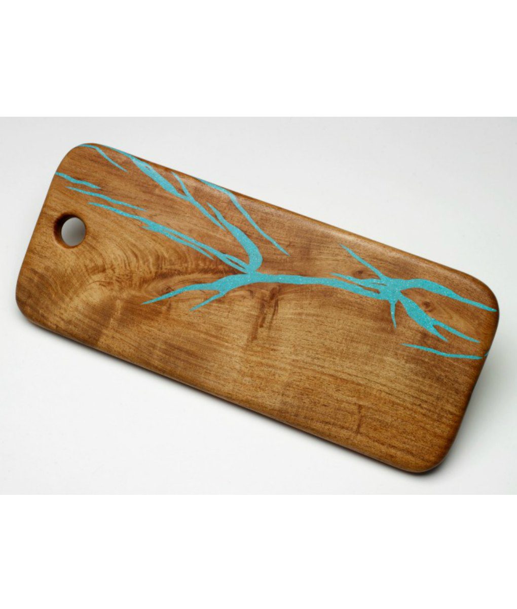 Walnut Live Edge Charcuterie Board with Turquoise Inlay