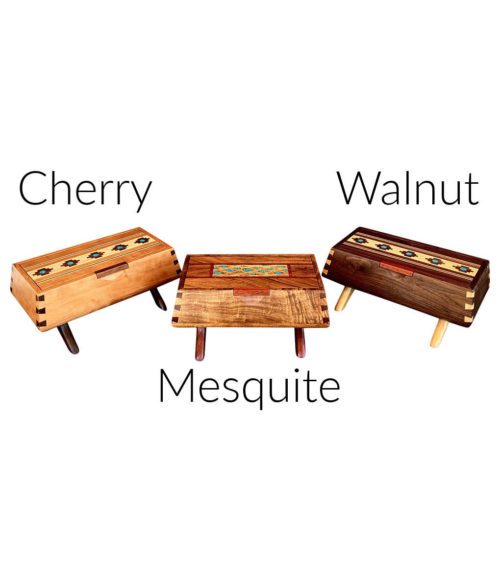 cherry, mesquite, walnut boxes