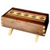 wood marquetry keepsake box with turquoise inlay