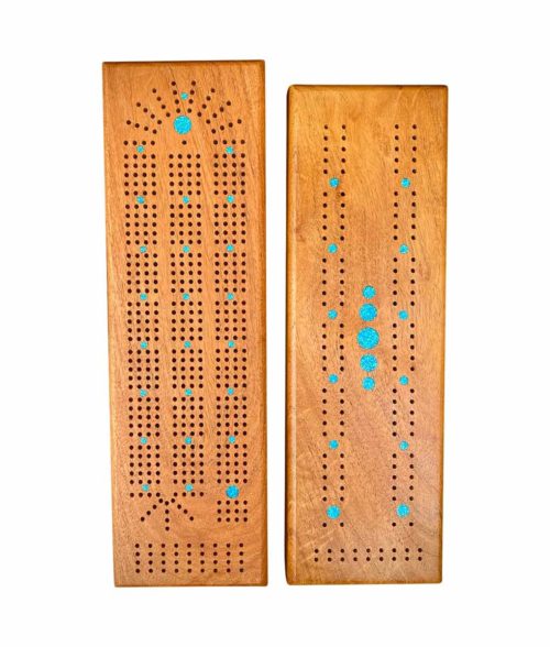 cribbage boards with turquoise inlay for 2 or 4 players