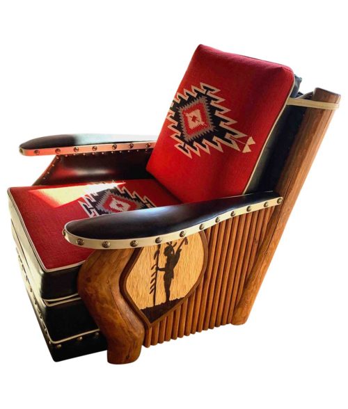 Black-and-red-Molesworth-club-chair-with-standing-Indian-carving