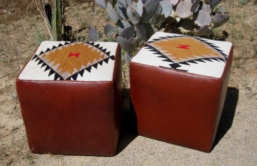 cube ottoman leather and pendleton