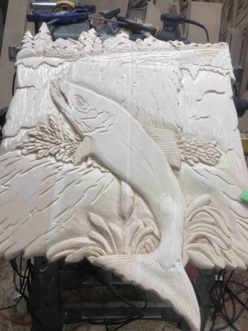 salmon carving unstained