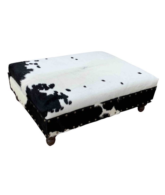 black and white cowhide ottoman coffee table