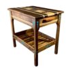 turquosie inlay wood marquetry end table