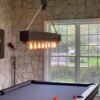 6' wood beam chandelier over pool table