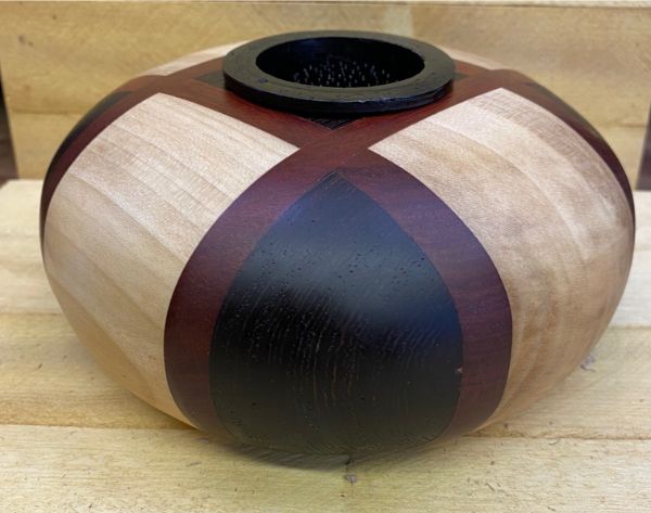 ikebana vase wood marquetry