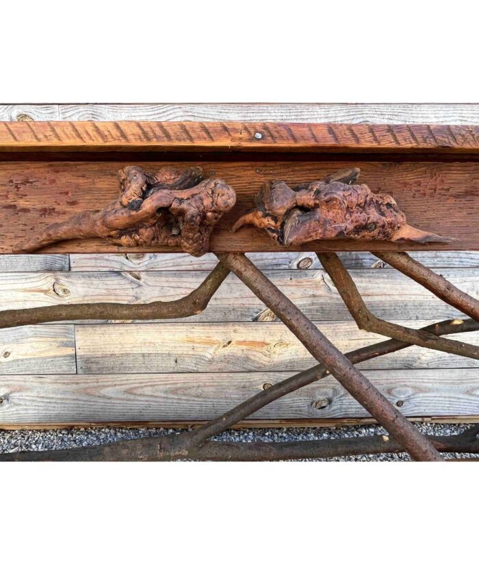 rustic console table with burls